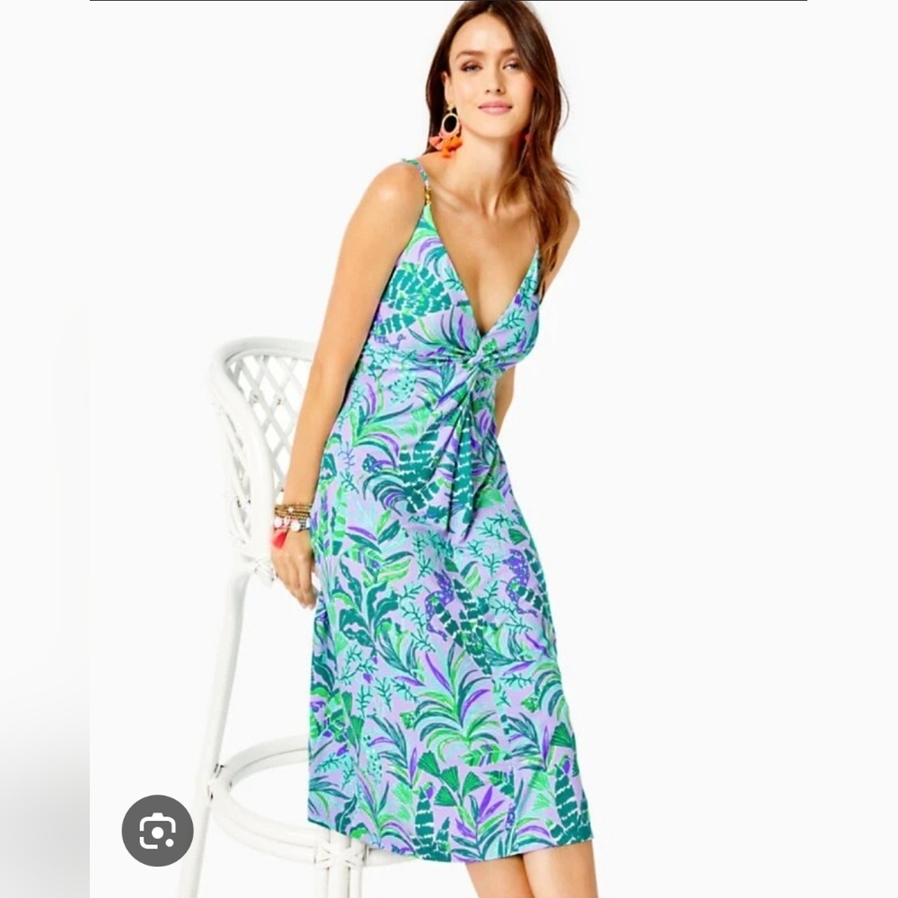 NWT Lilly Pulitzer Quaid Midi Dress Purple Iris On The Chase Size 6